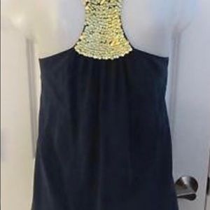BCBG baby and gold sequin Razorback top